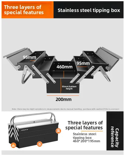 Durable Stainless Steel Tool Organizer Box Space Saving Design Portable Tool Box Organizer