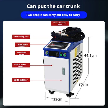 Water Cooled 1500W Mini Laser Welder Stainless Steel Aluminum Iron Portable Handheld Fiber  Welding Machine