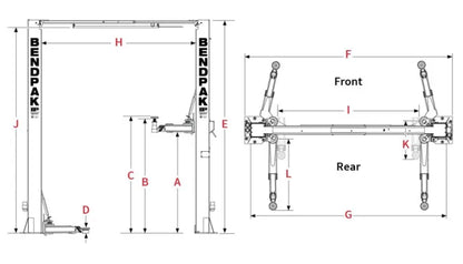 BendPak 10AP Two Post Lift 10,000 lbs. Capacity